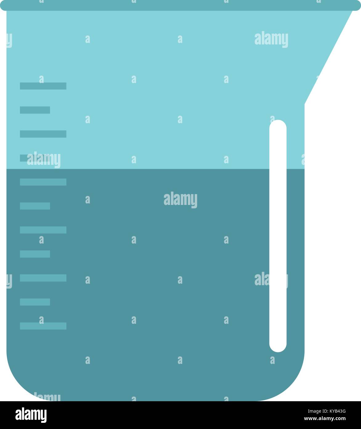 Blue measuring cup with water icon flat isolated on white background ...