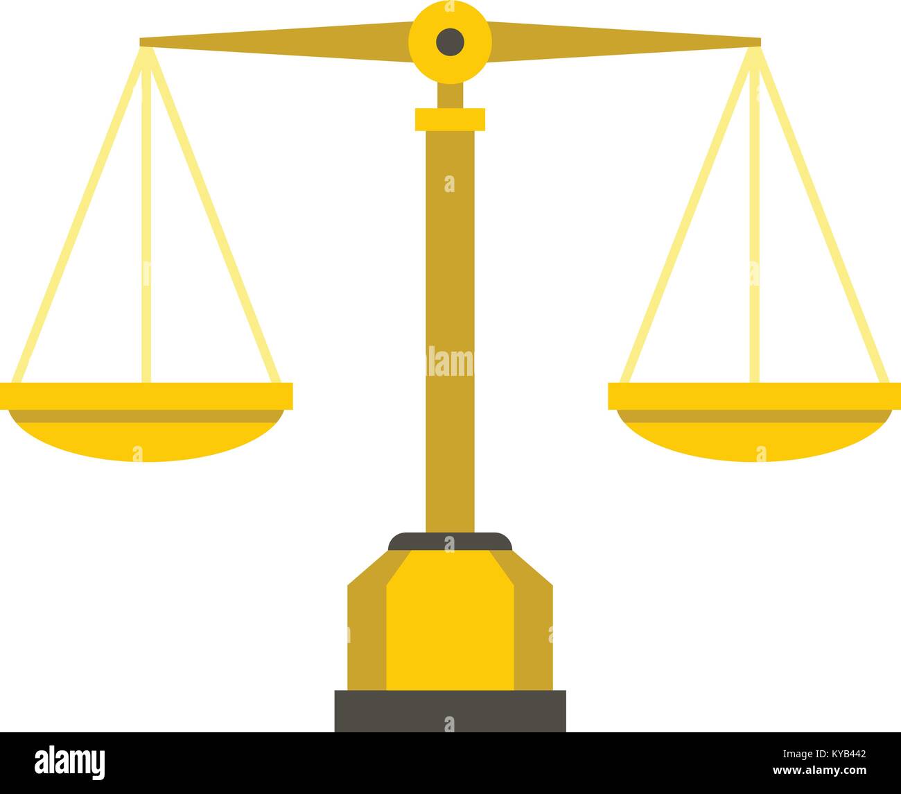 Gold scales of justice icon flat isolated on white background vector ...