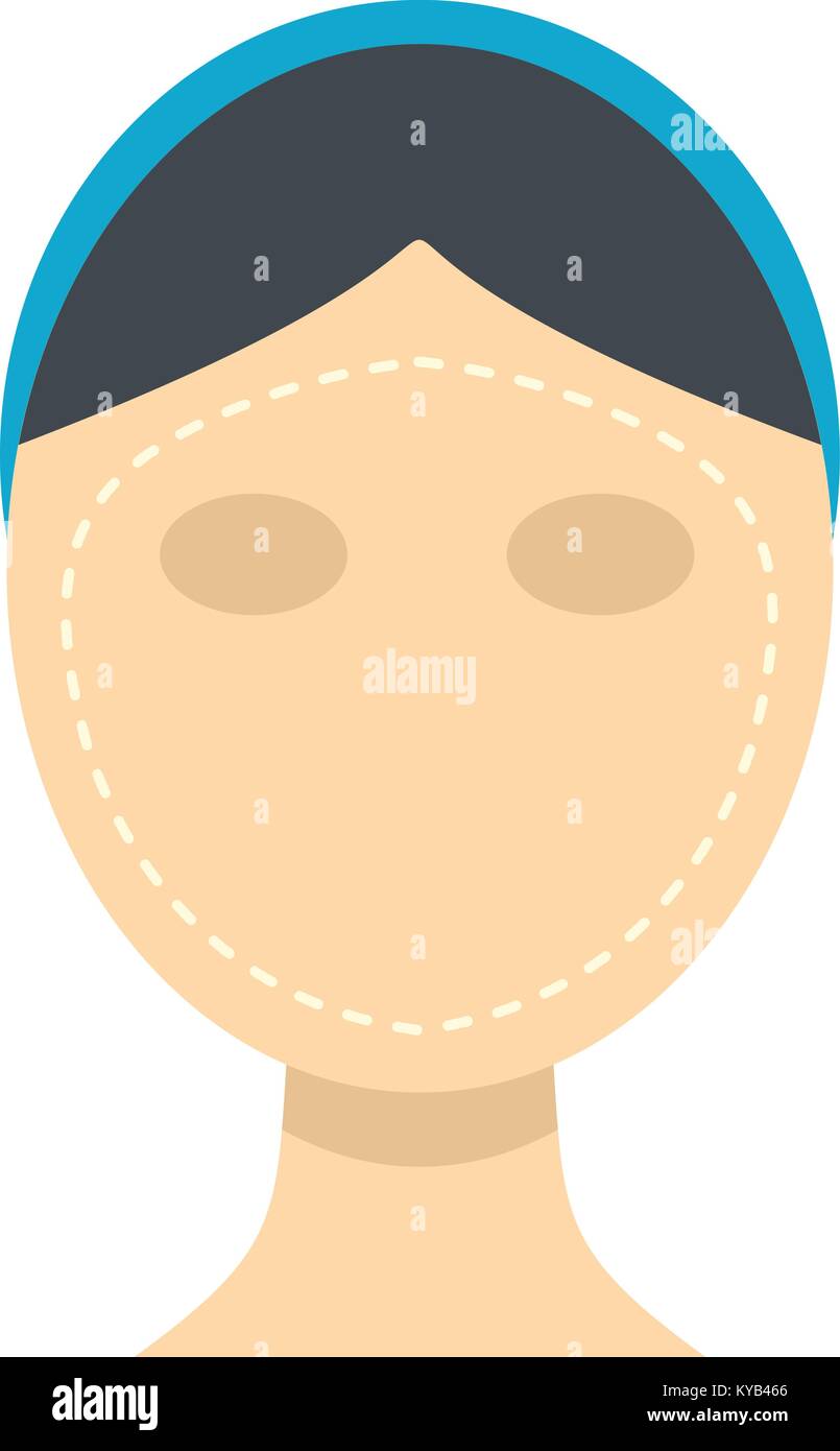 Woman face ready for cosmetic surgery icon flat isolated on white ...