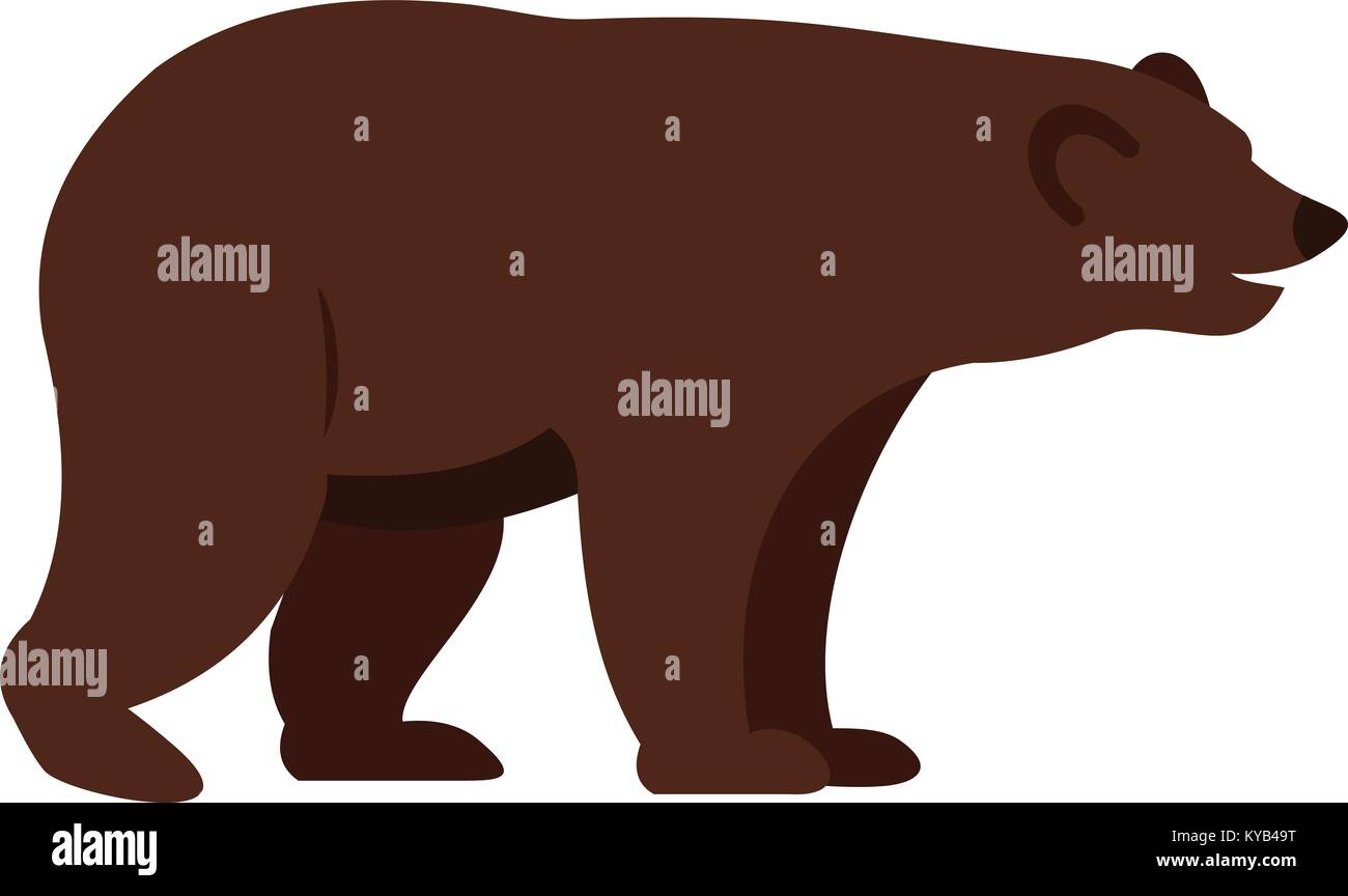 Grizzly bear icon flat isolated on white background vector illustration ...