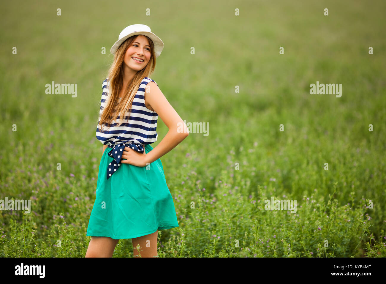 Portrait of happy girl in wheat field Stock Photo - Alamy