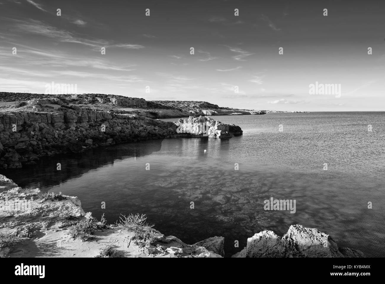 Shore ocean rocky cliff Black and White Stock Photos & Images - Alamy