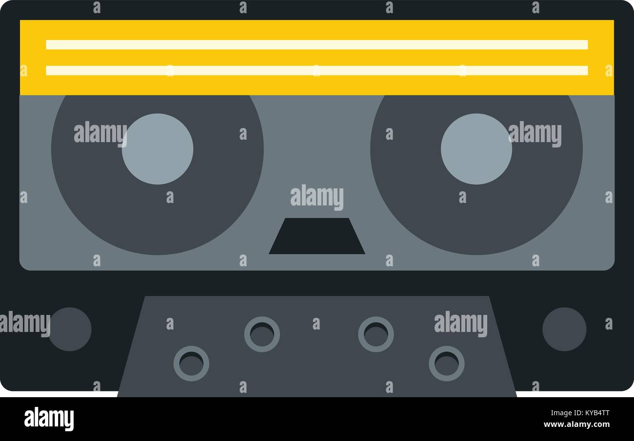 Retro cassette tape icon flat isolated on white background vector ...