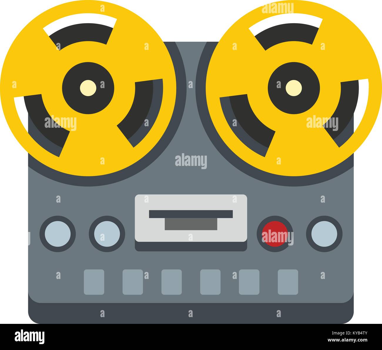Vintage reel to reel tape recorder deck icon flat isolated on white background vector illustration Stock Vector