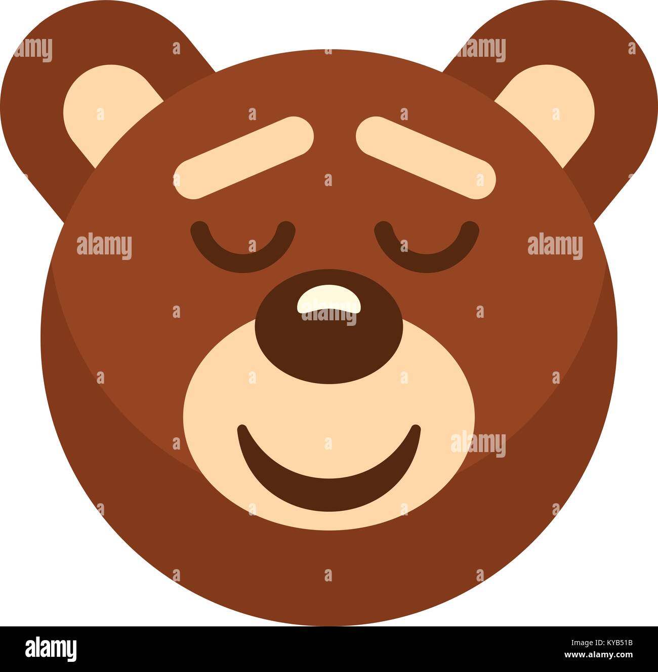 Brown teddy bear head icon flat isolated on white background vector ...