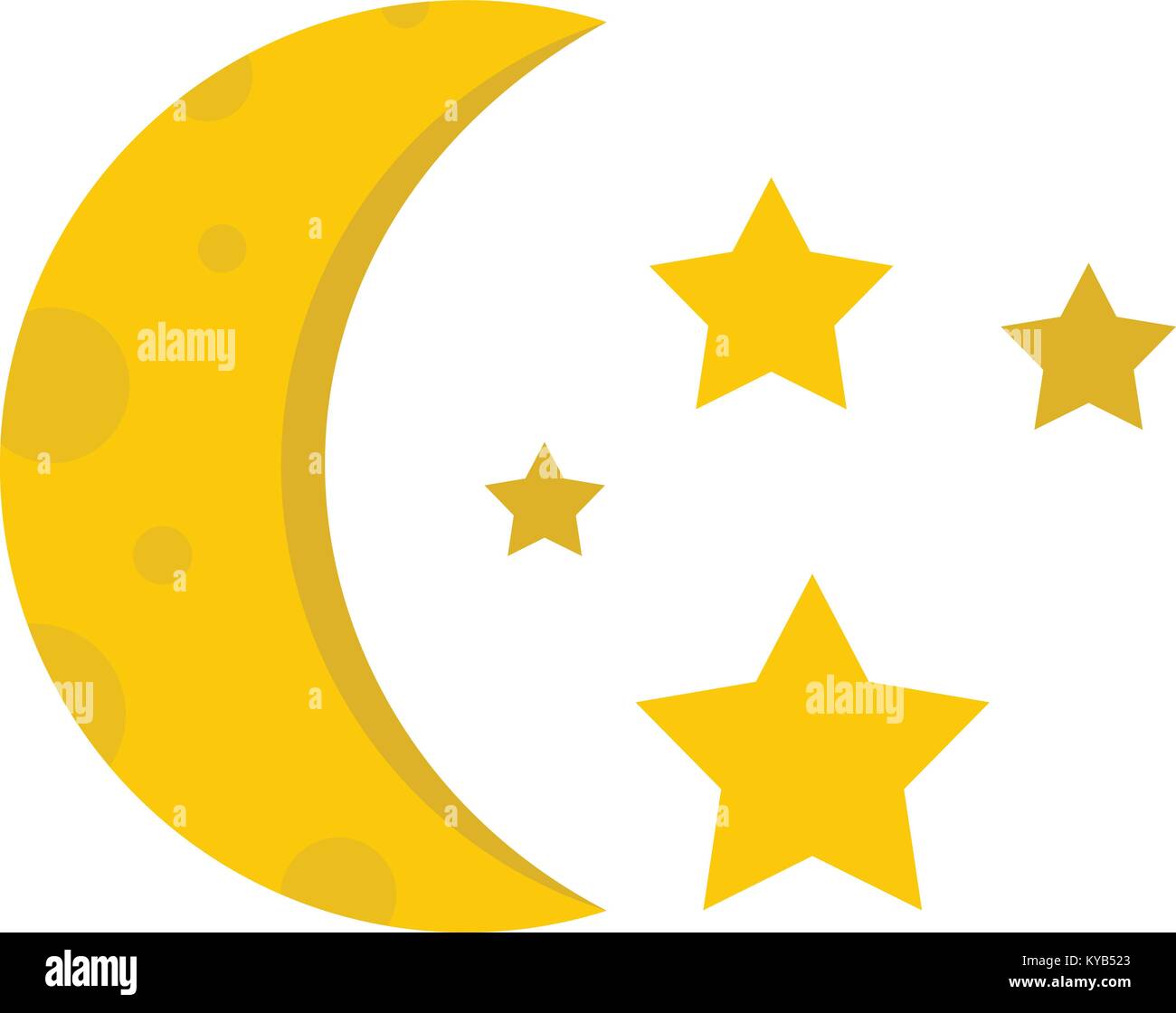 Night sky with stars and moon icon flat isolated on white background ...