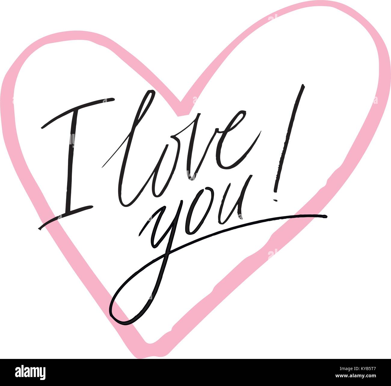 I love you. I heart you. Valentines day calligraphy glitter card. Hand ...