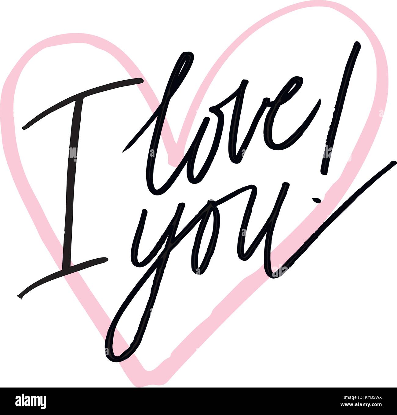 I love you. I heart you. Valentines day calligraphy glitter card. Hand ...