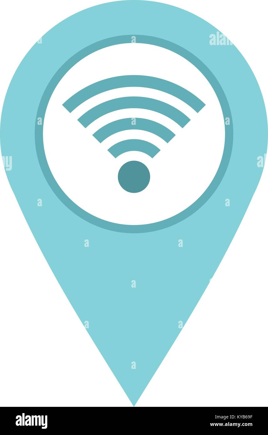 Light blue map pointer with wi fi symbol icon Stock Vector Image & Art ...