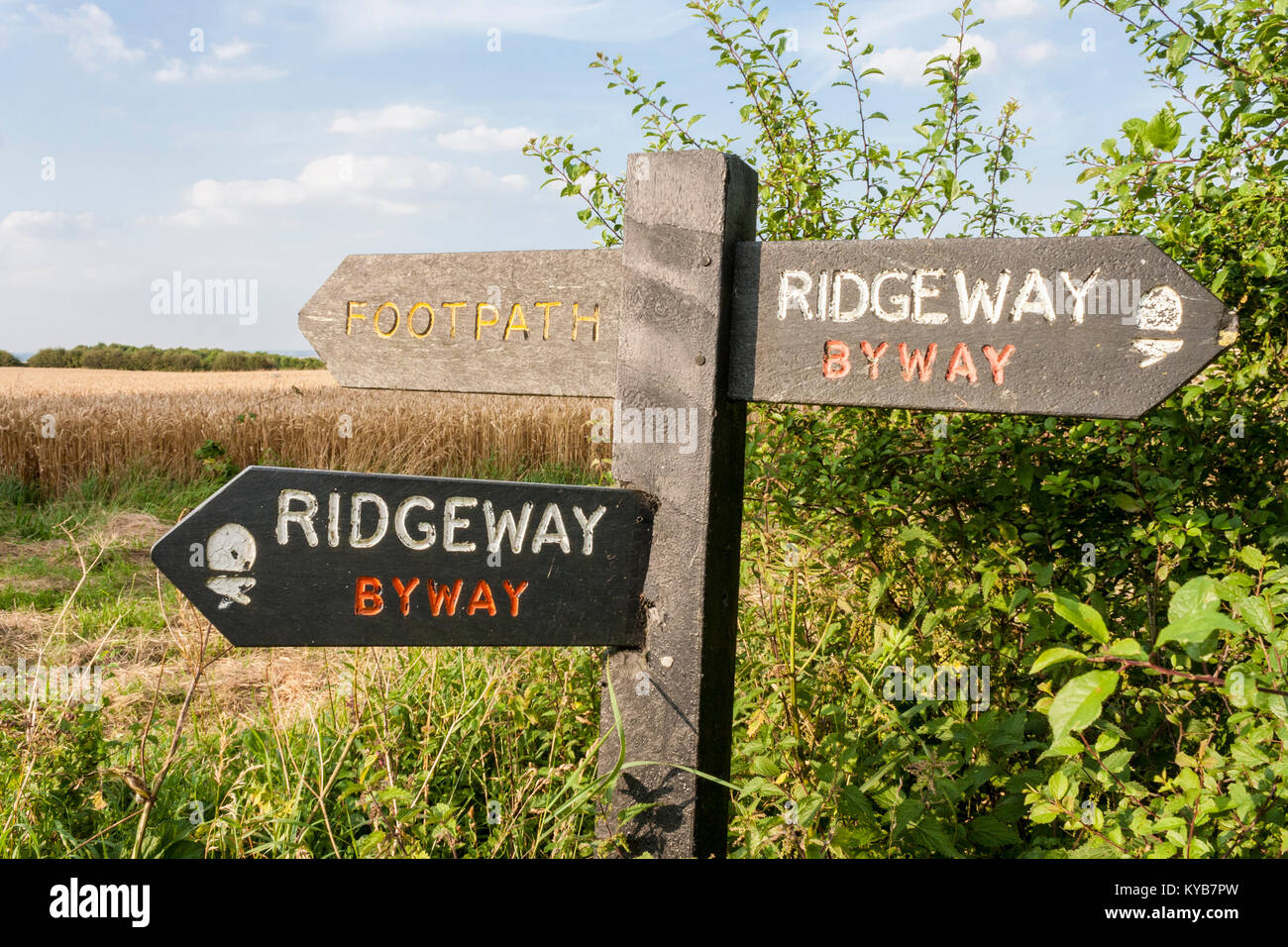 Ridgeway Path Sign, Berkshire, England, GB, UK Stock Photo