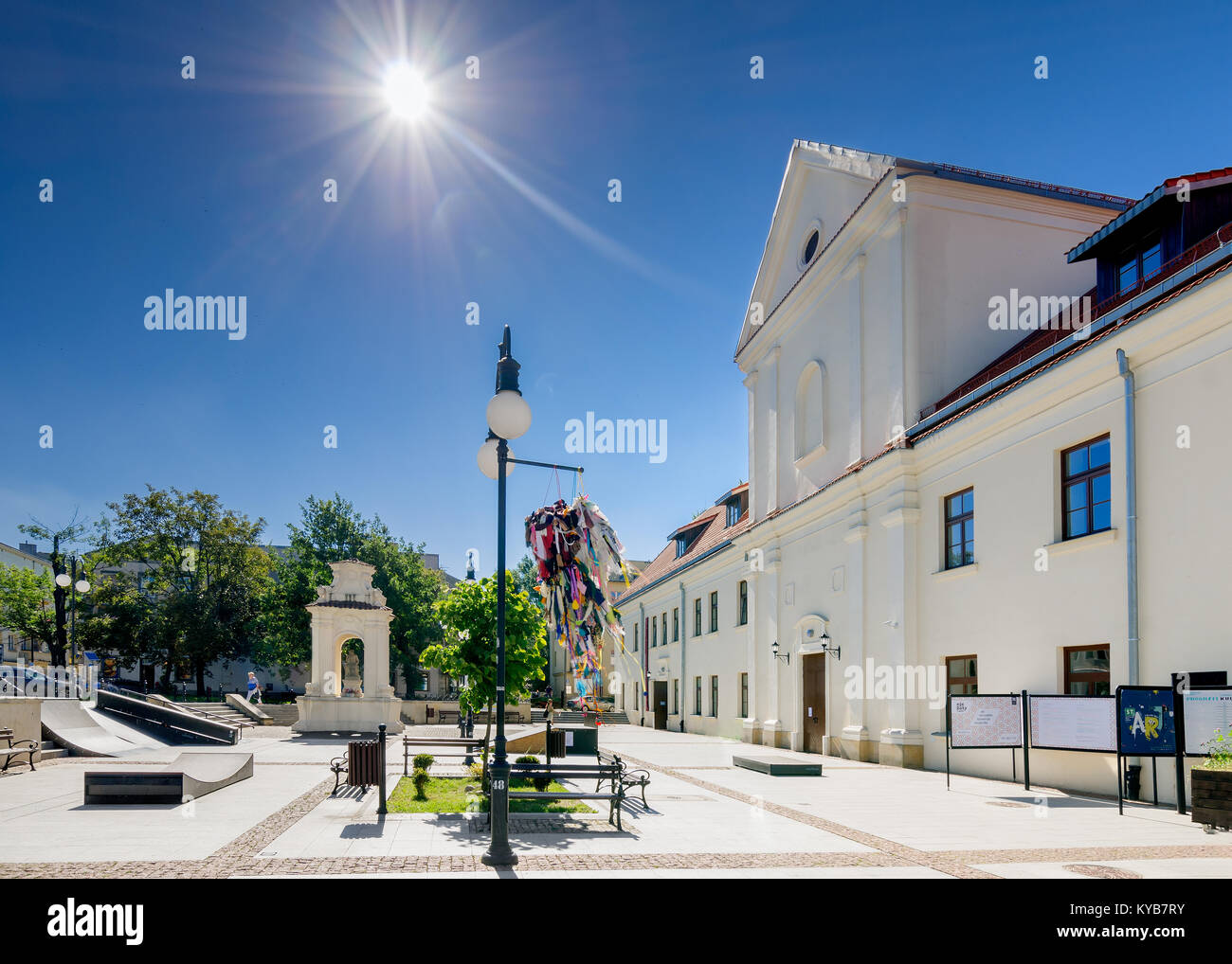 Cultural center in Lublin, former monastery building with baroque chapel in front.  Poland, Europe Stock Photo