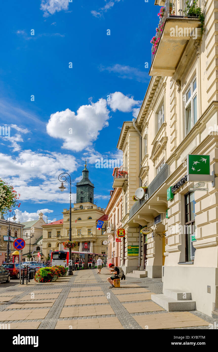 Krolewska street leading to Lublin city hall, Poland, Europe Stock Photo