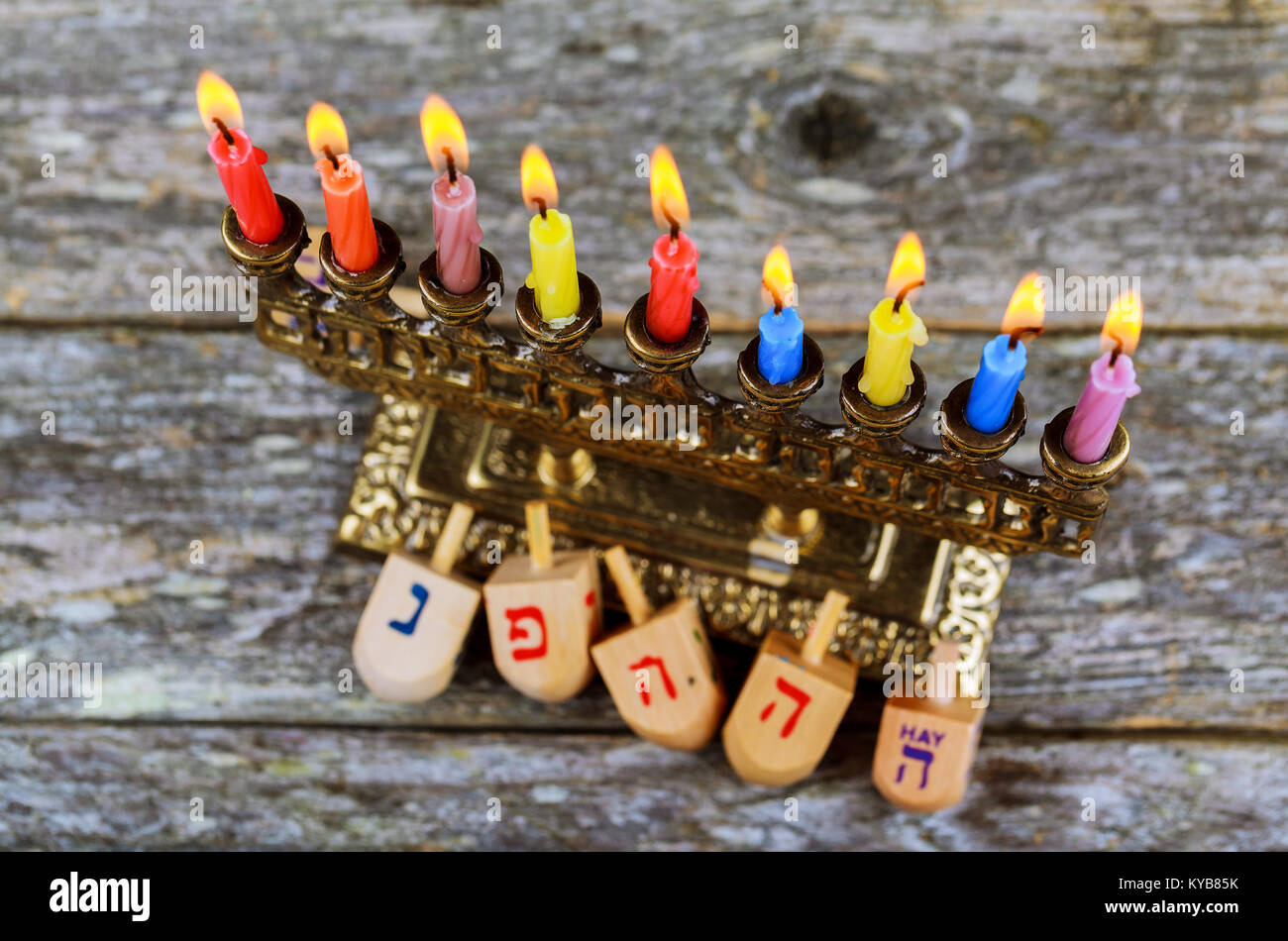 Hanukkah Chanukah Jewish holiday background with Hanukah Chanukkah menorah Judaism candelabra