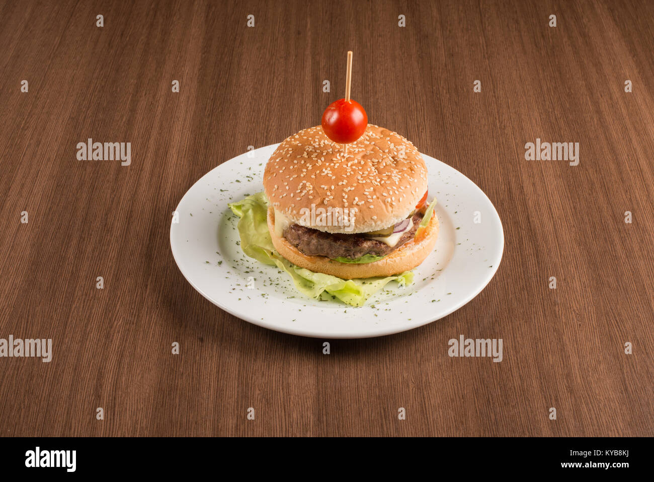 hamburger on a plate Stock Photo