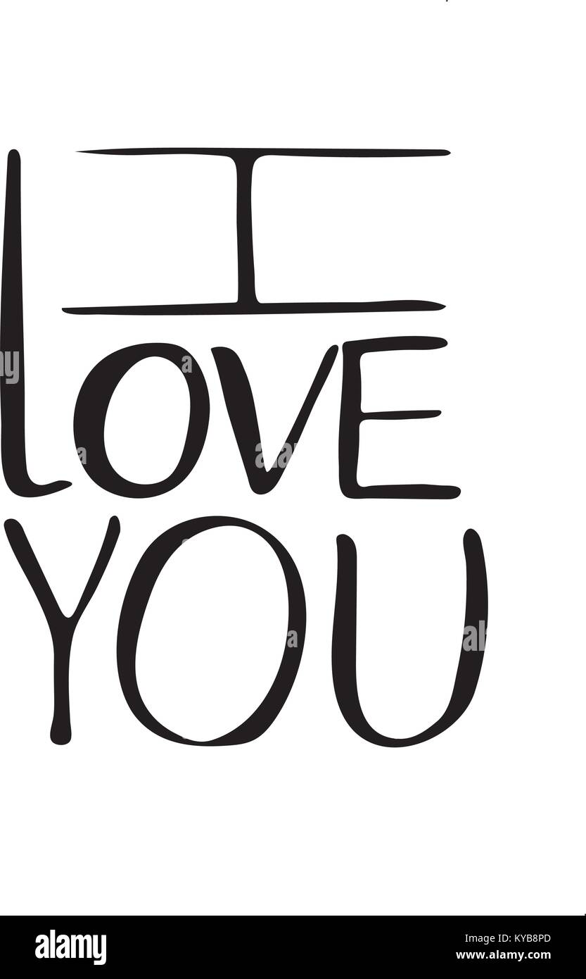 I love you. I heart you. Valentines day calligraphy glitter card. Hand ...