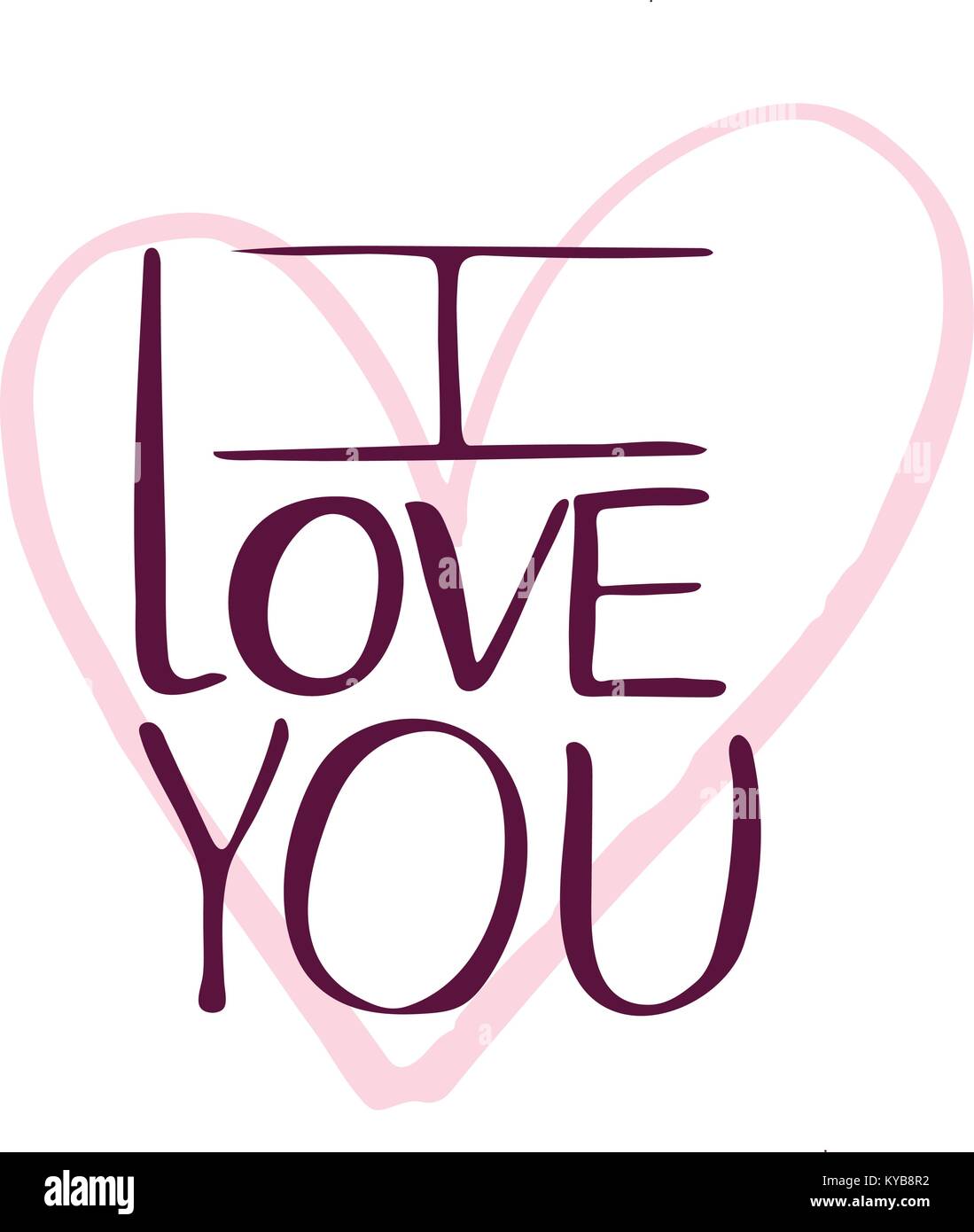 I love you. I heart you. Valentines day calligraphy glitter card. Hand ...