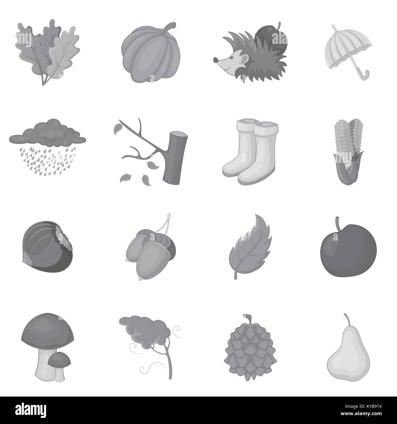 Autumn items icons set monochrome Stock Vector Image & Art - Alamy