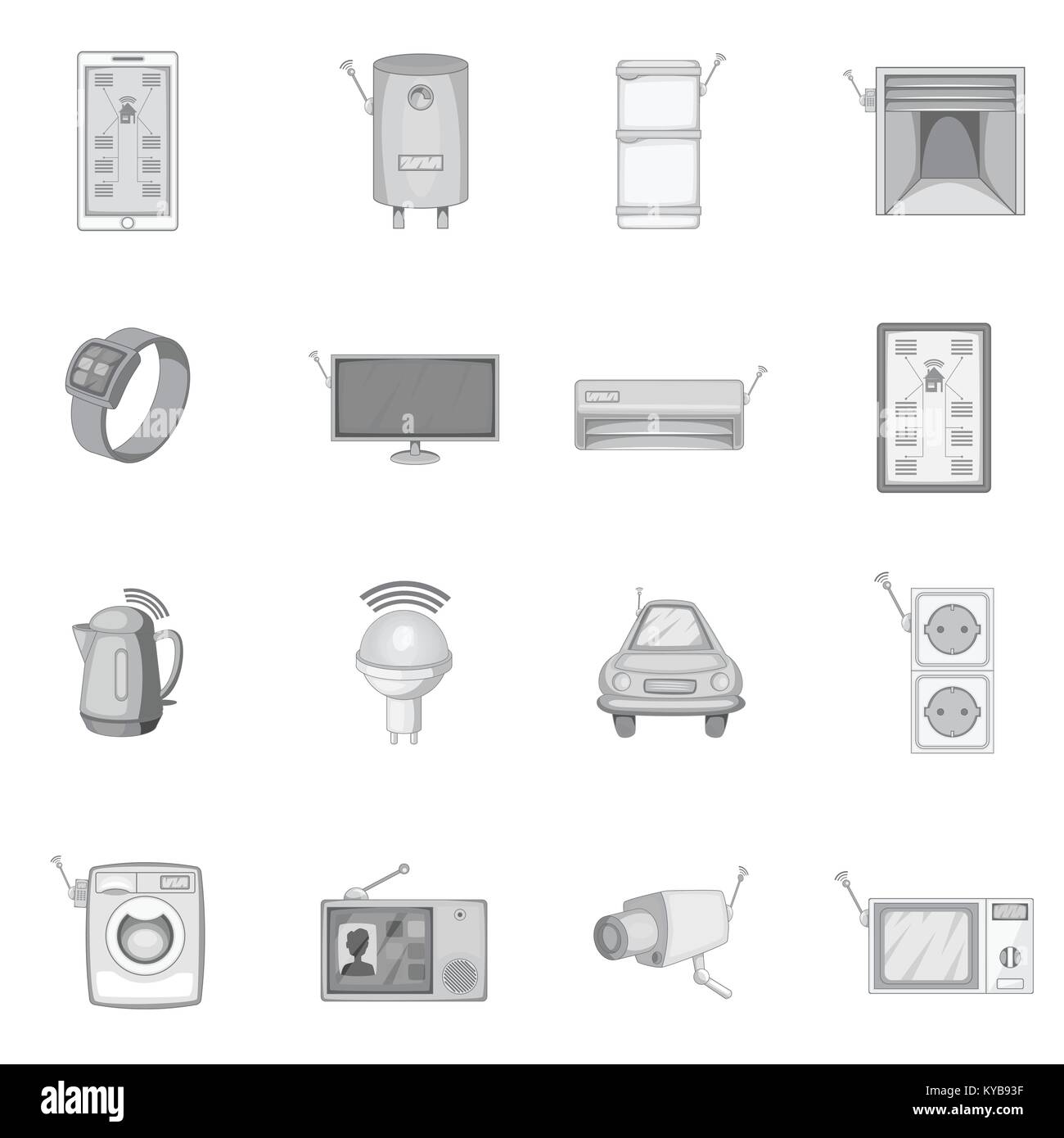 Smart home system icons set monochrome Stock Vector