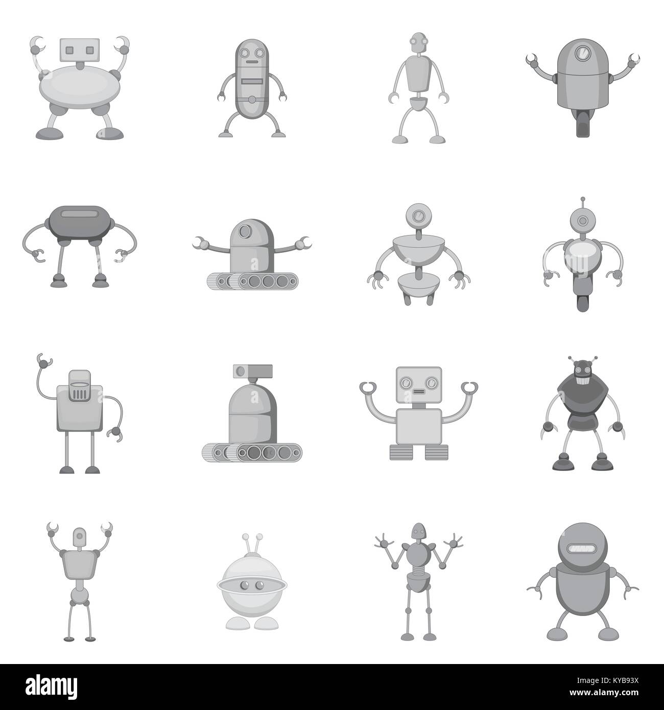 Robot icons set monochrome Stock Vector Image & Art - Alamy