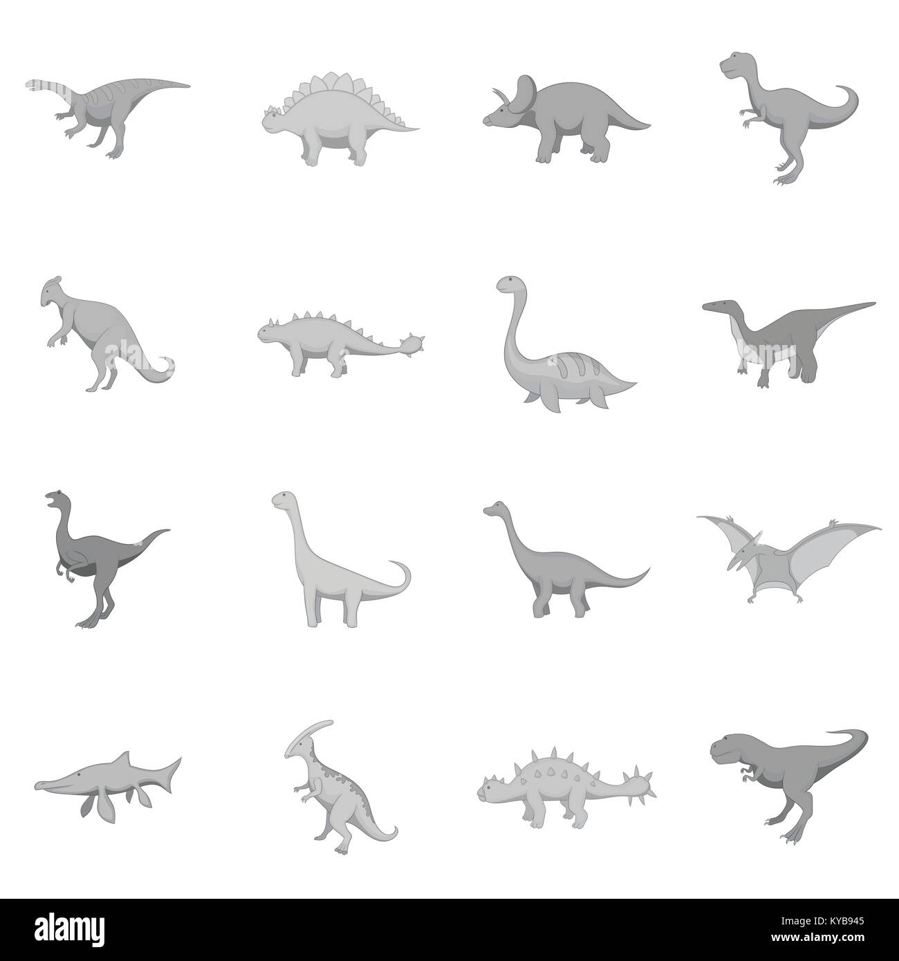 Different dinosaurs icons set monochrome Stock Vector Image & Art - Alamy