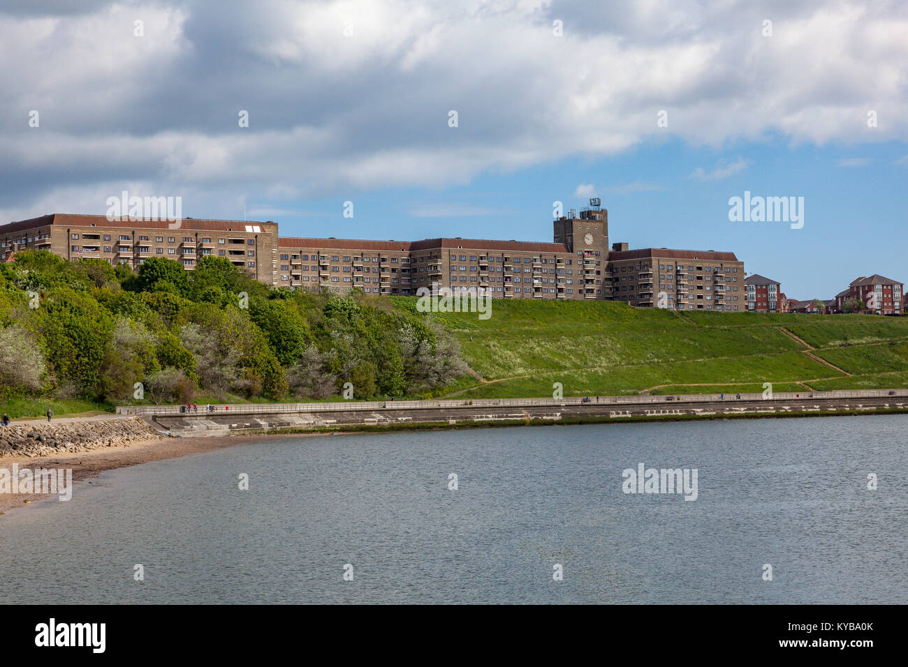 The Knott Memorial Flats at Tynemouth viewed from the Fish Quay, North