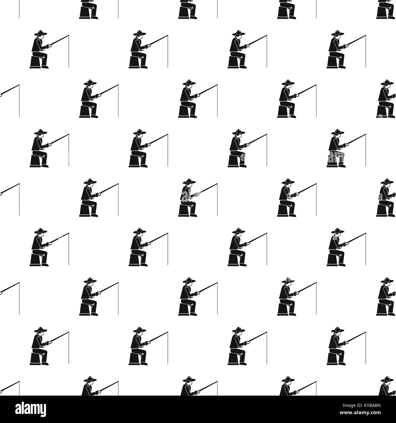 Fisherman With A Fishing Rod Pattern Vector Stock Vector Image Art