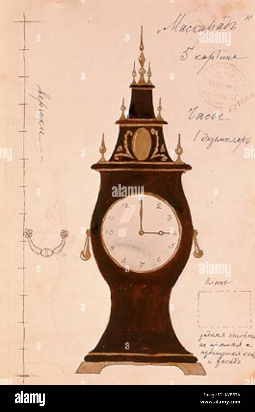 Masquerade by Golovin. Staff - clock (1917, Bakhrushin museum Stock ...