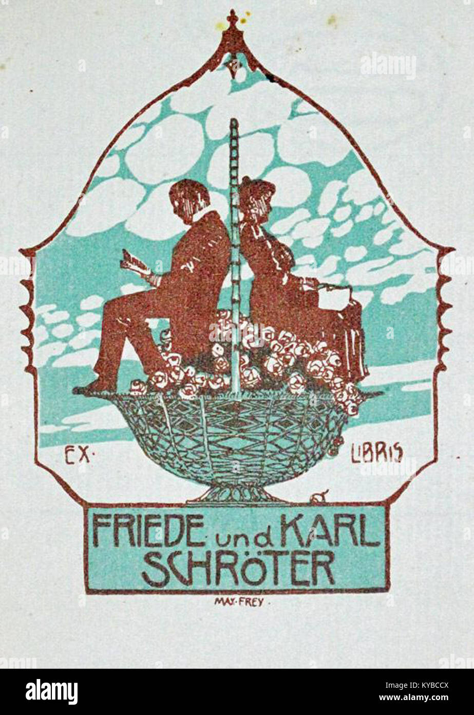 Max Frey - Ex Libris Friede und Karl Schröter um 1910 Stock Photo