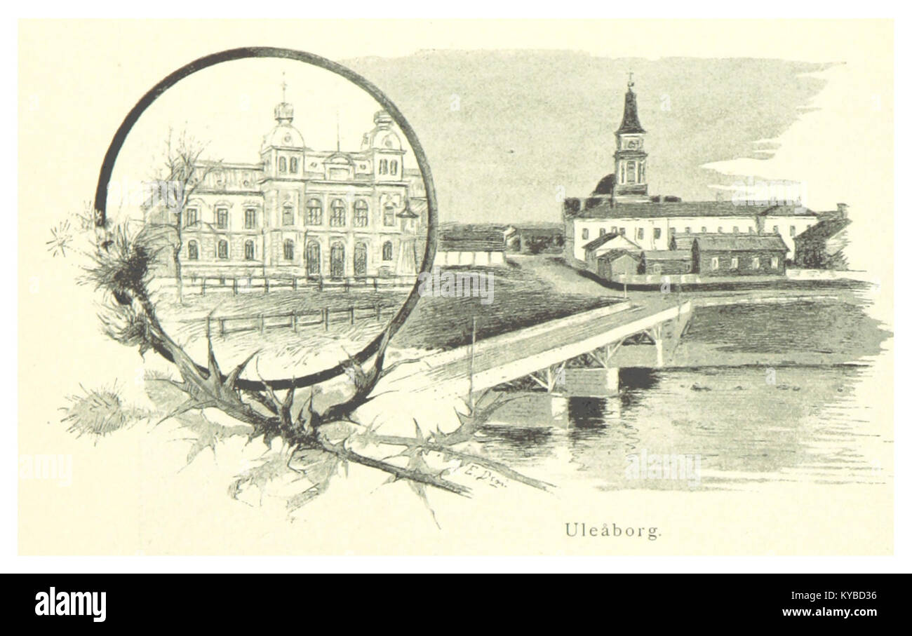 This image from 1894 shows a map or depiction of Oulu (known as ...
