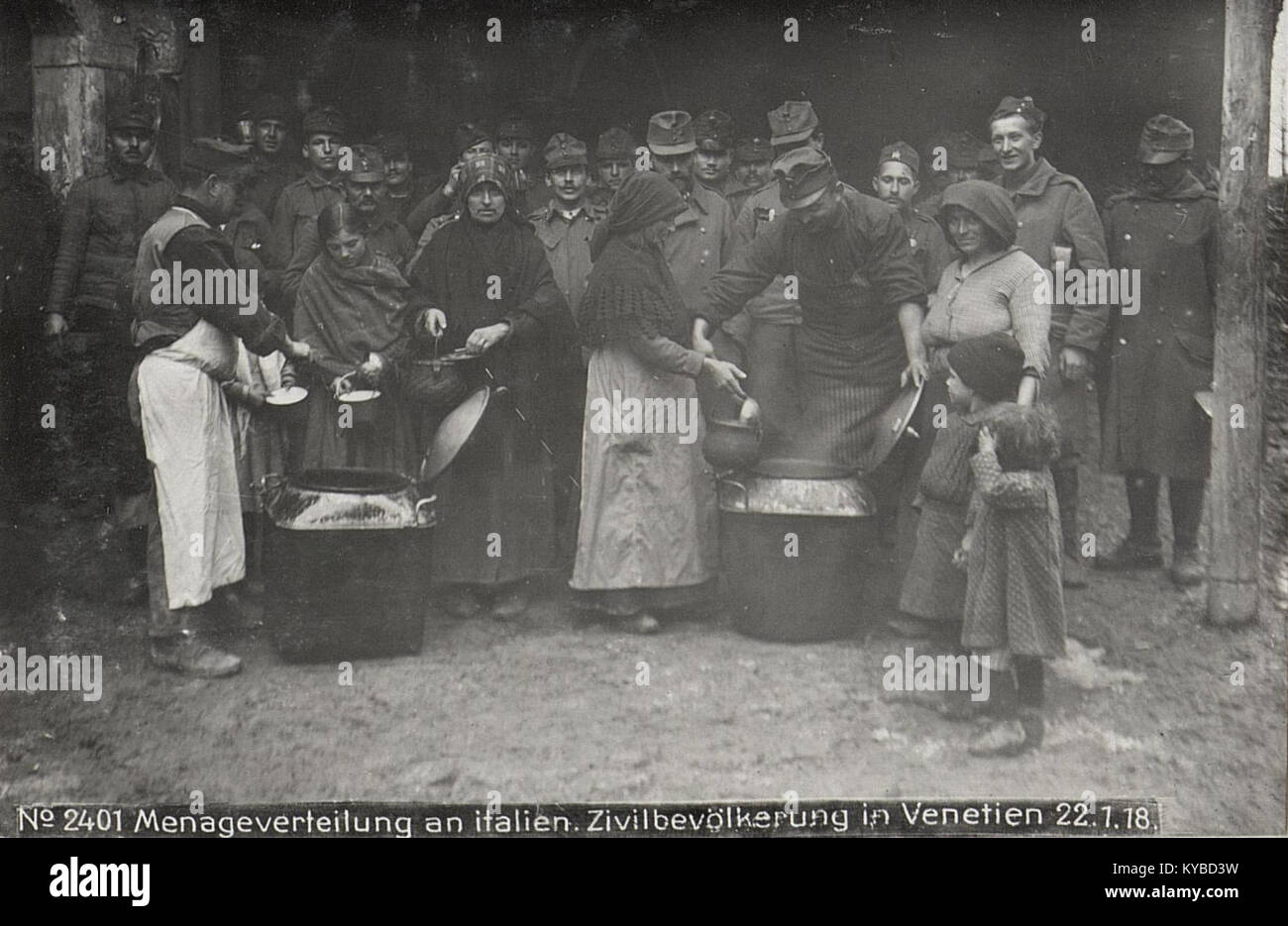 This 1918 image documents the distribution of rations to Italian ...
