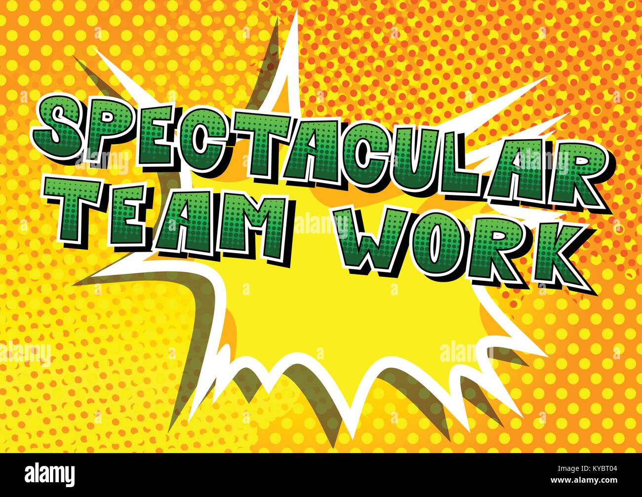 Spectacular Teamwork - Comic book style phrase on abstract background ...