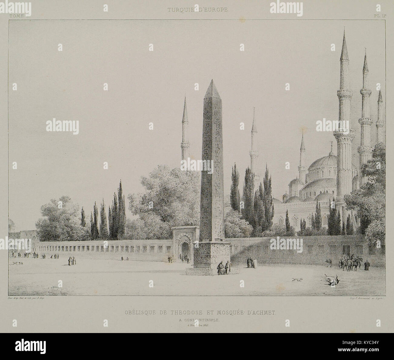 Obélisque de Theodose et Mosquée d'Achmet - Rey Etienne - 1867 Stock Photo