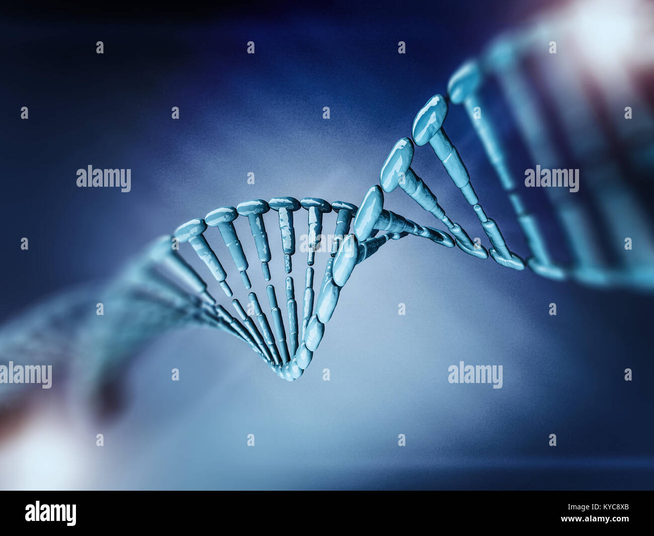 Digital illustration of a DNA model on science background. 3D rendering ...