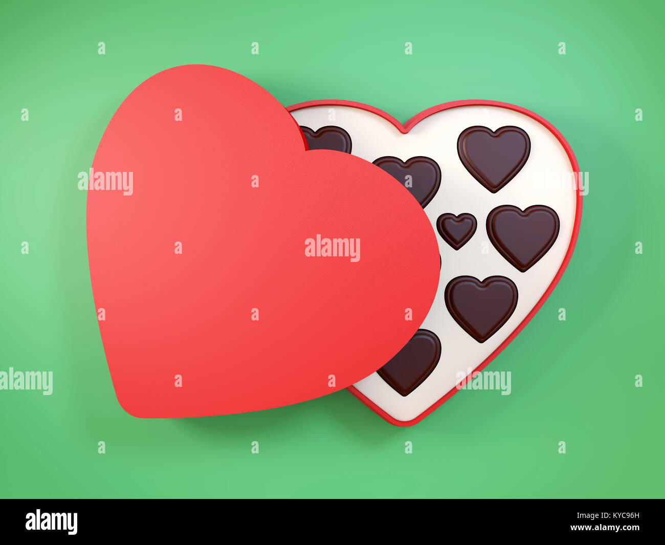 Heart Shaped Box of Valentine Candy. 3D rendering. Stock Photo