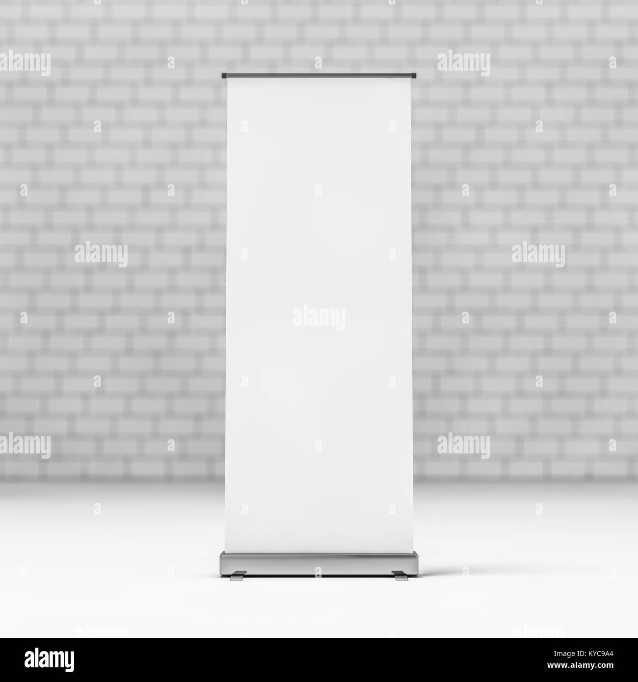 Blank Roll Up Banner on white background. 3D rendering Stock Photo - Alamy