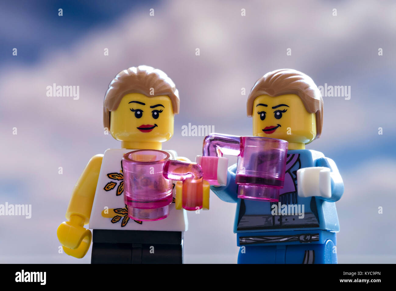 Identical twin Lego minifigures Stock Photo