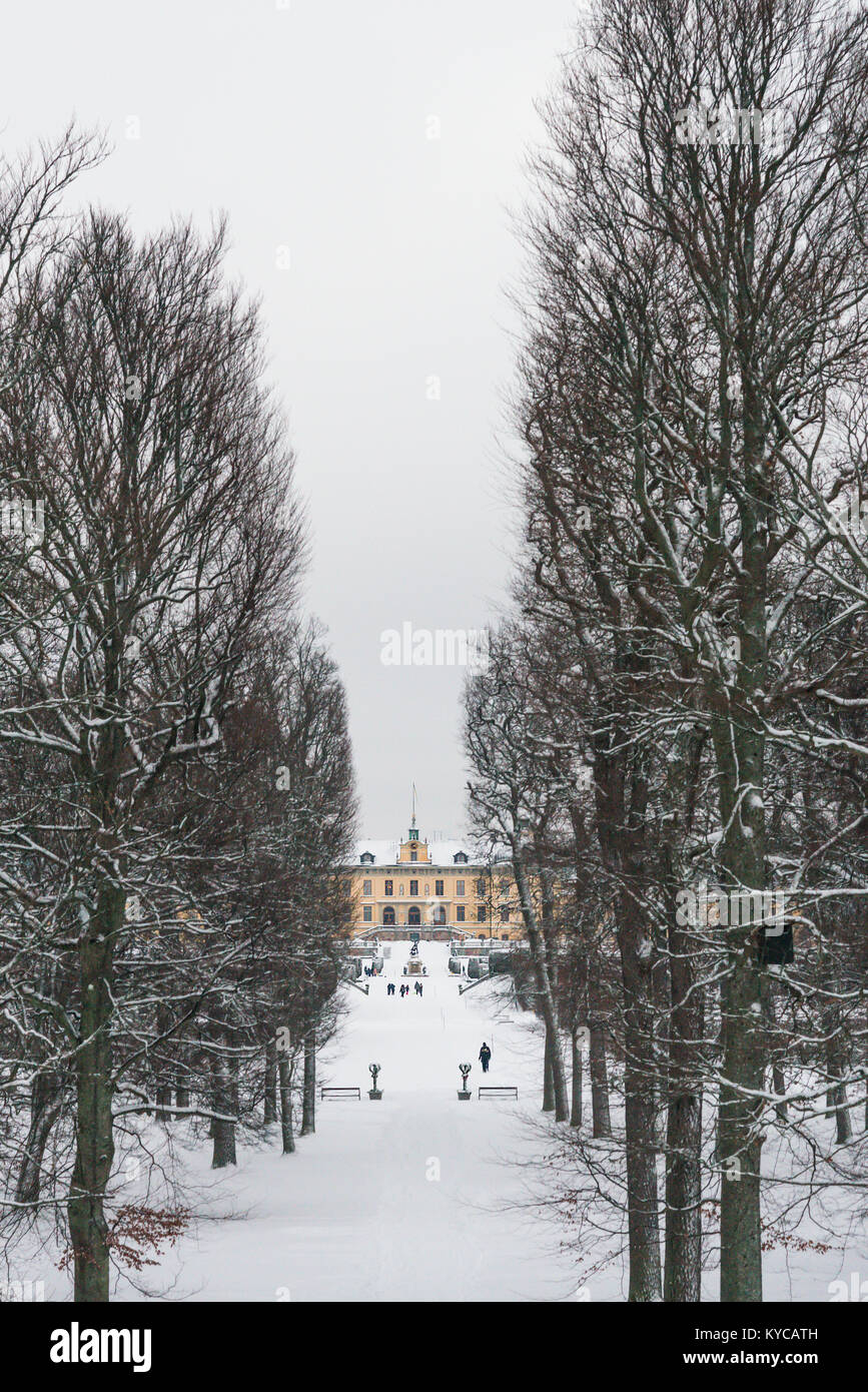STOCKHOLM, SWEDEN JANUARY 7, 2017 View over Drottningholm Palace and