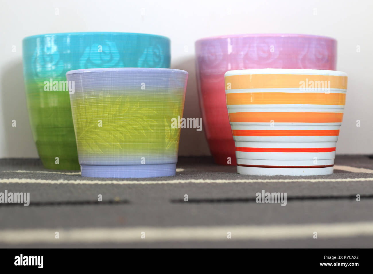 Colourful pot plants in different sizes Stock Photo Alamy