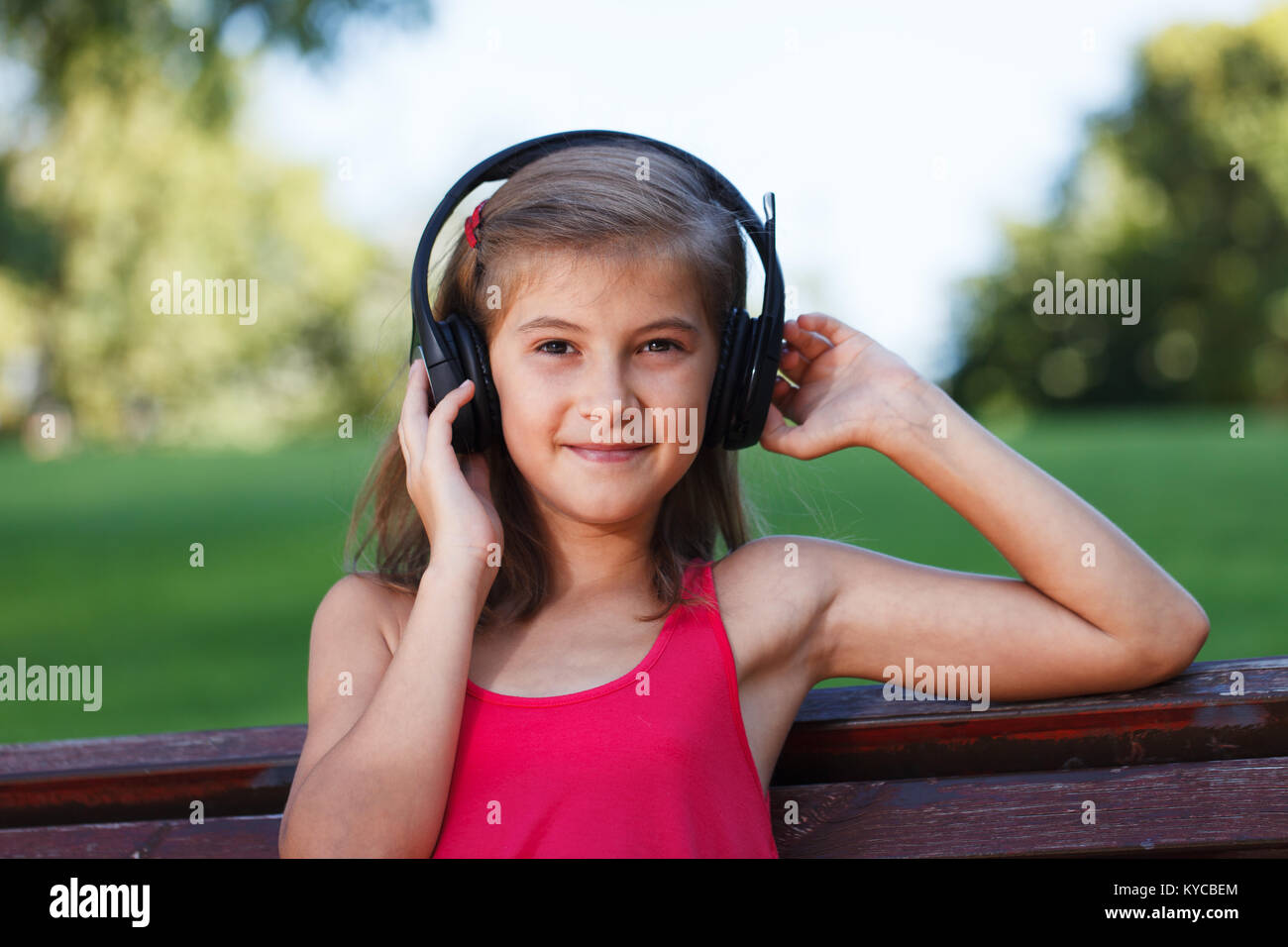 Listening To Music Outside Stock Photo