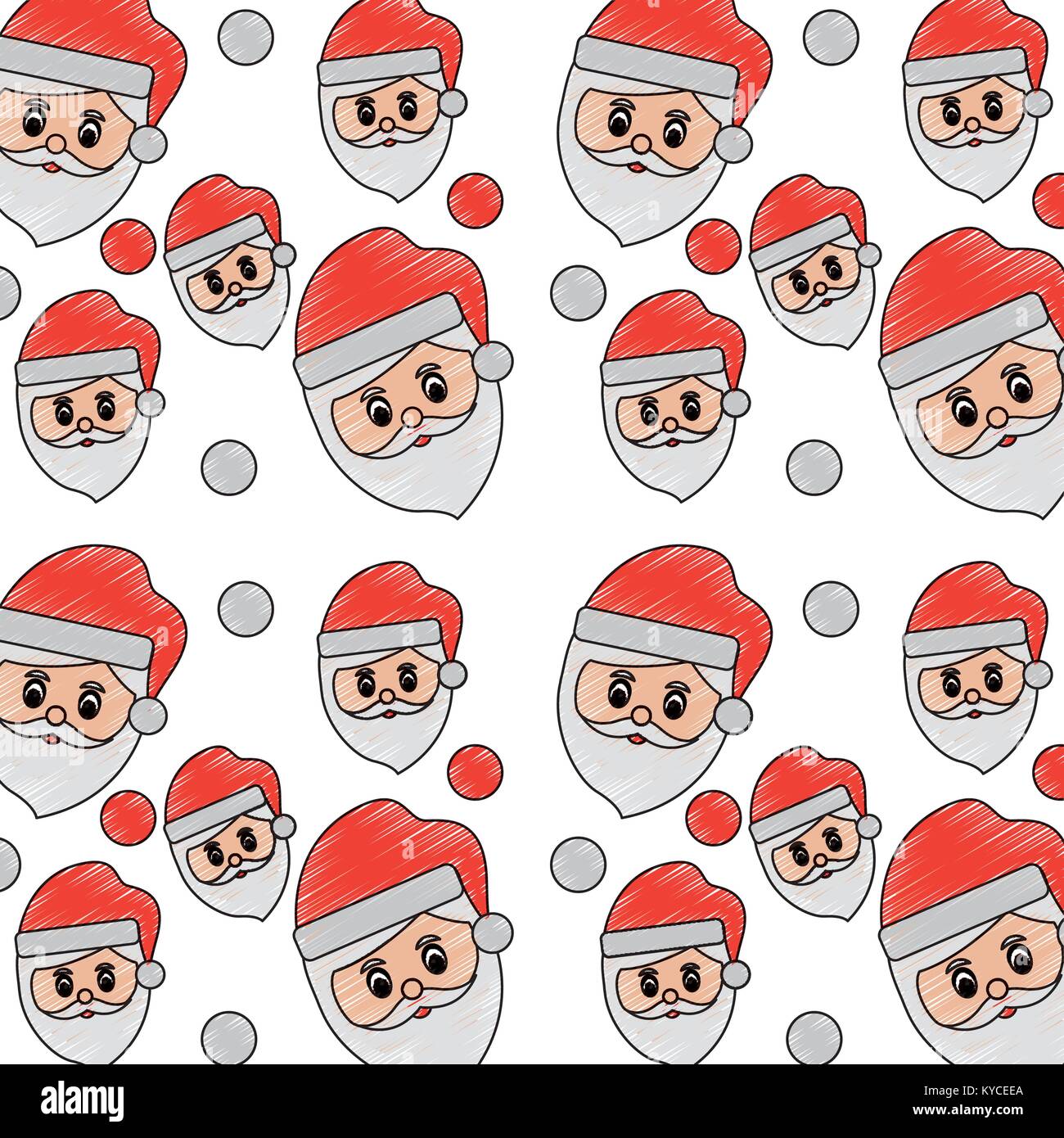 seamless pattern face santa claus snow falling vector illustration ...