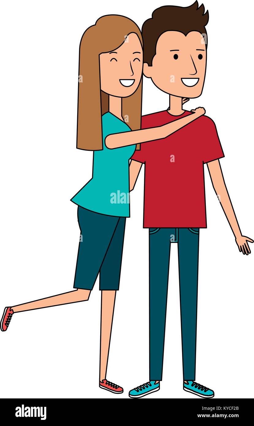 Couple In Love Embraced Vector Illustration Design Stock Vector Image