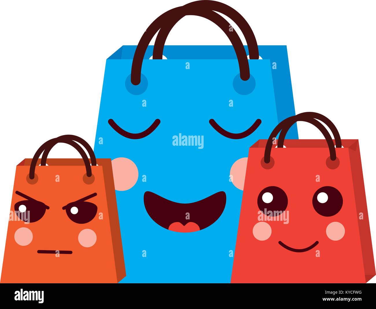 kawaii set gift shop bag cartoon vector illustration Stock Vector Image