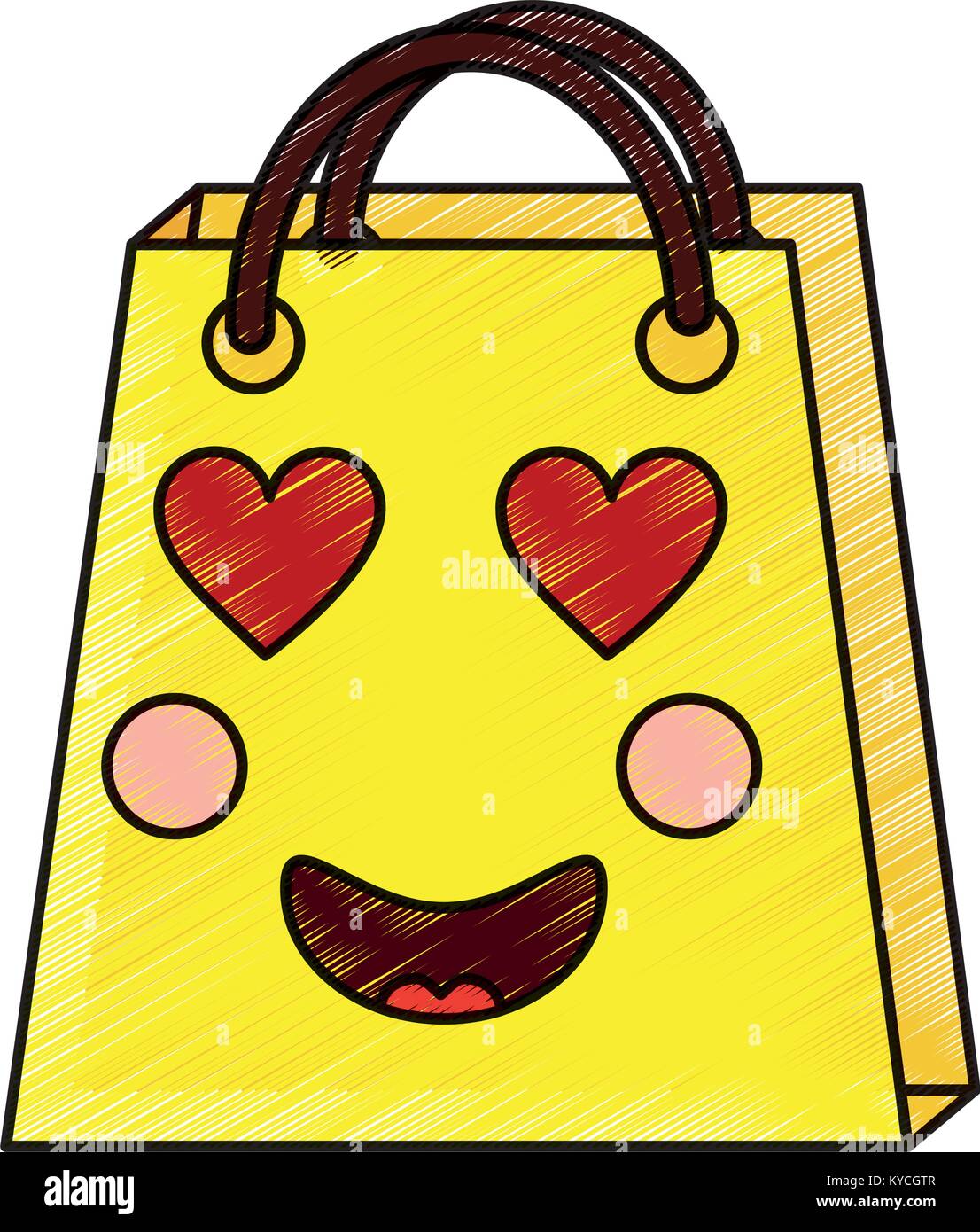 shopping bag character kawaii style vector illustration design drawing  image Stock Vector Image & Art - Alamy