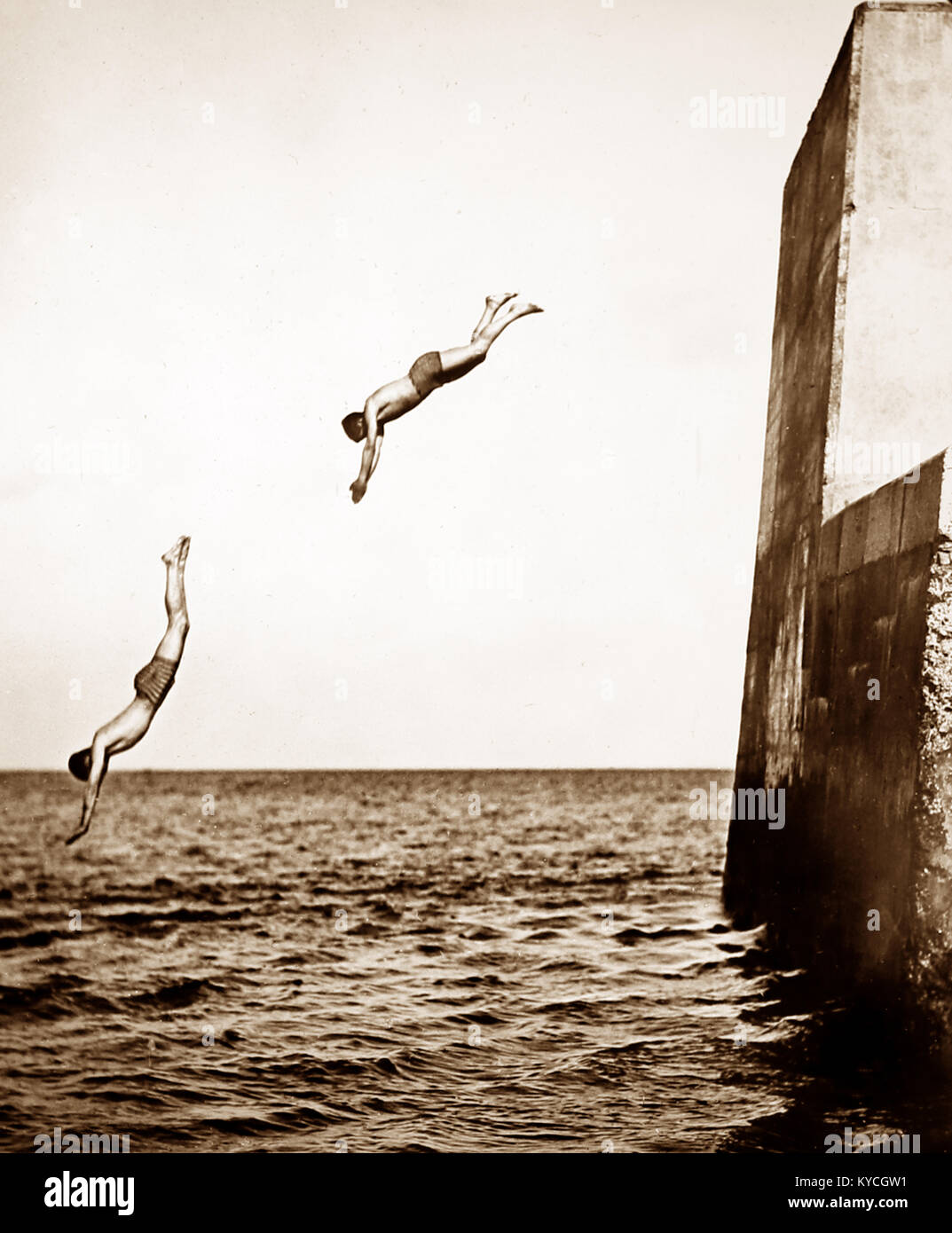 High diving, Victorian period Stock Photo