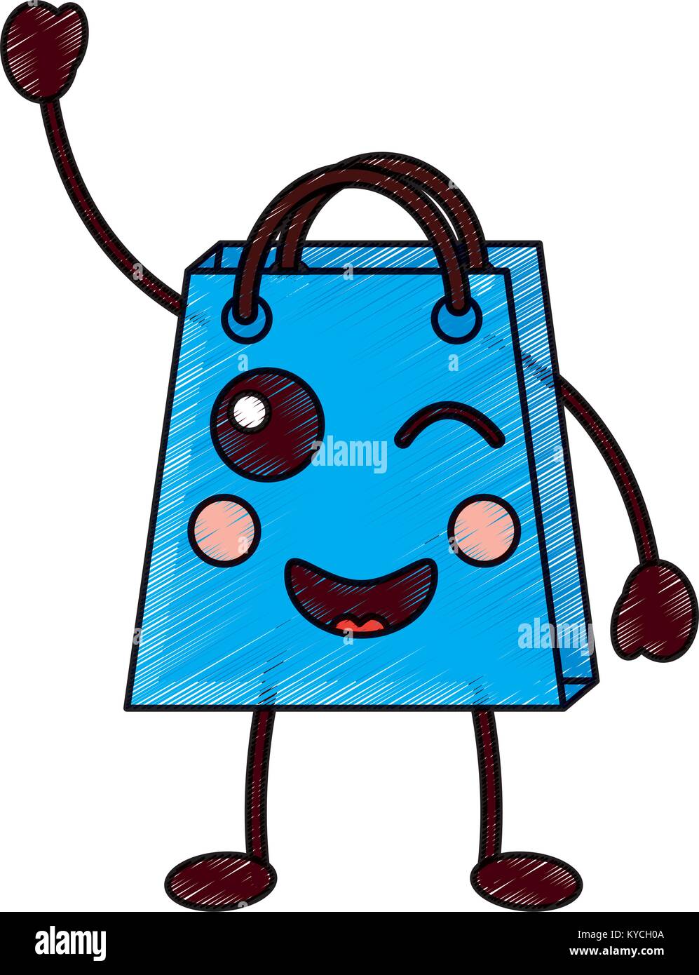 shopping bag character kawaii style vector illustration design drawing  image Stock Vector Image & Art - Alamy