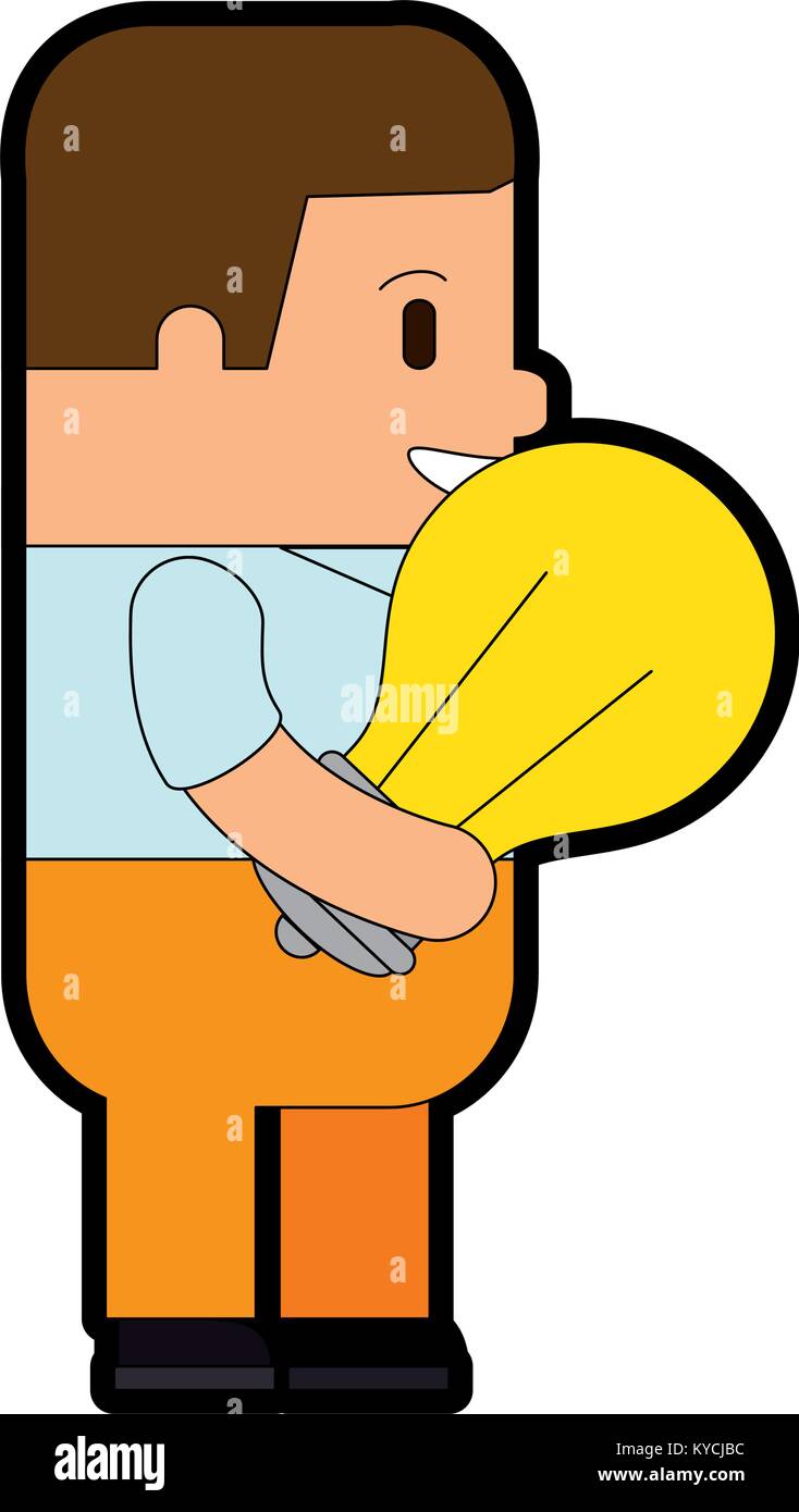 funny man with bulb avatar character vector illustration design Stock ...