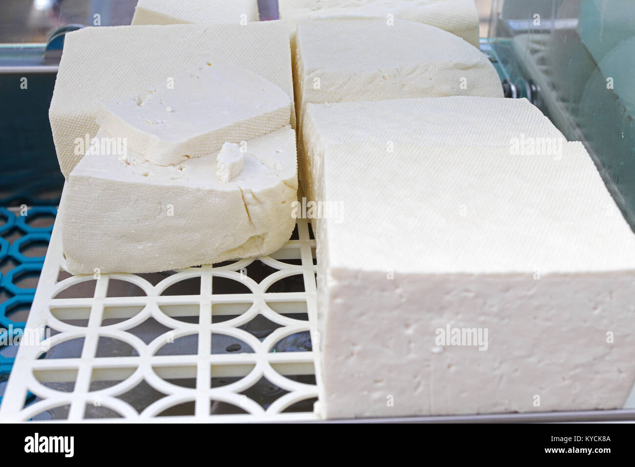 White brine cheese from cow, goat or sheep milk ready for eating