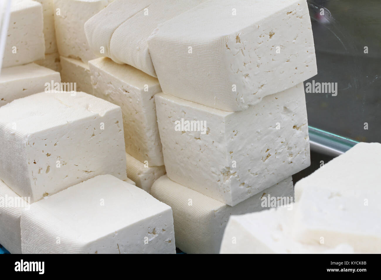 White brine cheese from cow, goat or sheep milk ready for eating