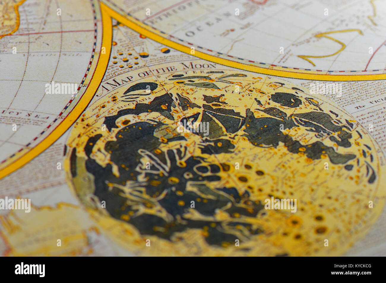 Old antique map of the Moon Stock Photo - Alamy