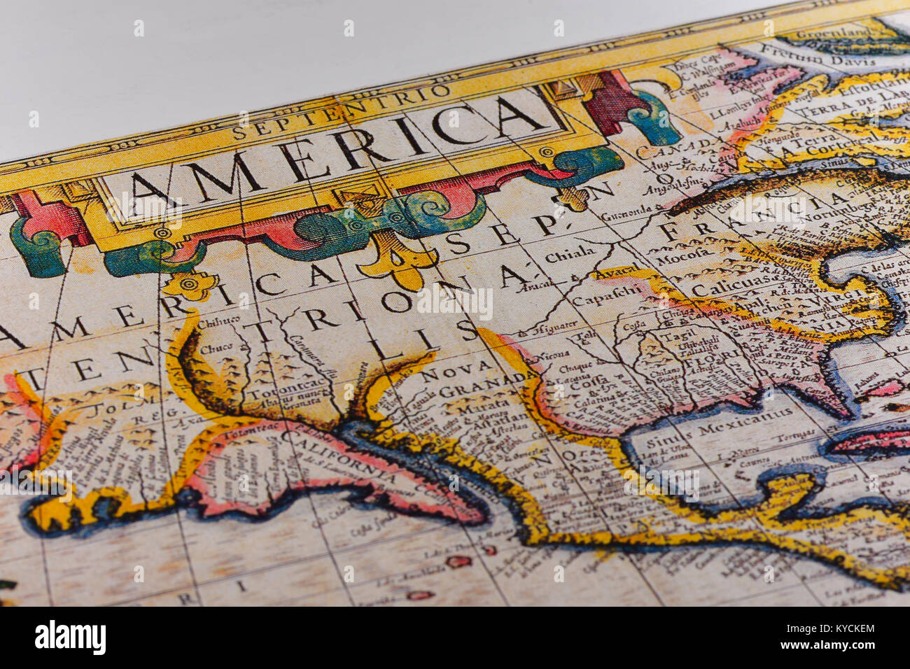 Old antique map of America Stock Photo